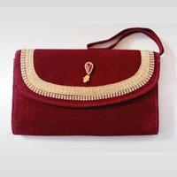 Borsetta pochette vintage donna, rossa, in velluto