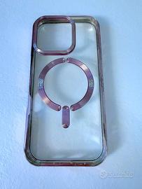 Coppia di cover per iPhone 16 – trasparente + rosa