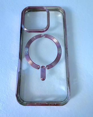 Coppia di cover per iPhone 16 – trasparente + rosa