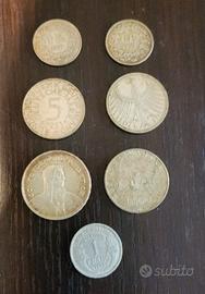 Lotto 7 monete antiche in Argento 