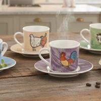 servizio di caffè da 6 con animali