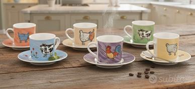 servizio di caffè da 6 con animali