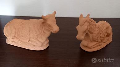 Bue ed asinello in terracotta