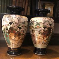 Vasi Satsuma antichi, Giappone, 1900, set di 2