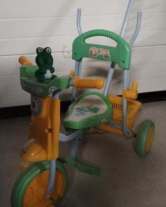 triciclo a spinta per bambini con coprisole