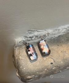 Orecchino in vetro di Murano - perlato/blu/rosa