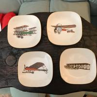 4 PIATTINI ALITALIA SERIE "ANTICHI AEREI"ANNI 60