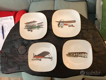 4 PIATTINI ALITALIA SERIE "ANTICHI AEREI"ANNI 60