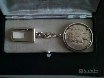 Portachiavi argento 925 mill con dollaro peace