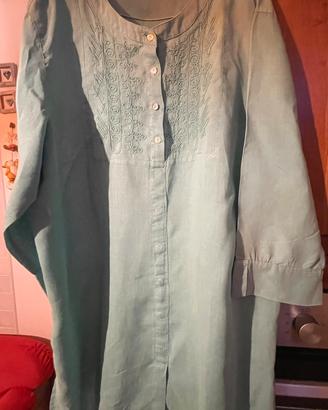 Camicia lunga camicione donna puro lino