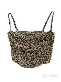 Top marrone leopardato rigido