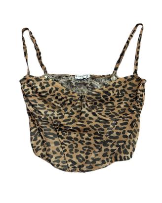 Top marrone leopardato rigido