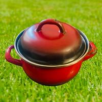 Pentola casseruola con coperchio rossa Italcook