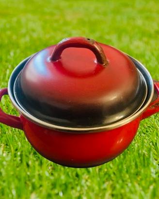 Pentola casseruola con coperchio rossa Italcook