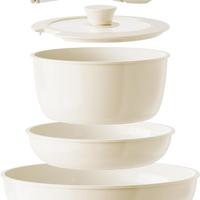 Set di pentole in ceramica con manico rimovibile,