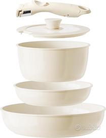 Set di pentole in ceramica con manico rimovibile,