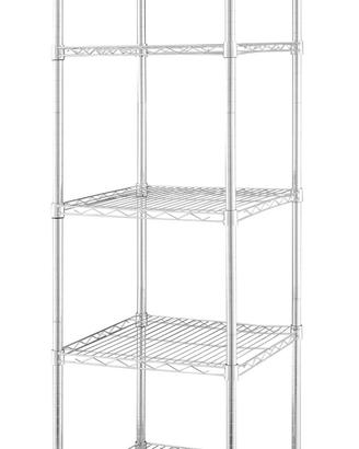 Scaffale in acciaio cromato.