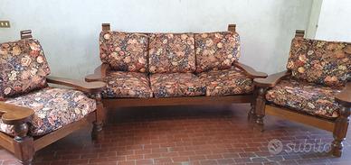 Divano e poltrone in legno massello noce africano
