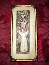 Quadretto Sacro Vintage con Cornice Dorata – Madon