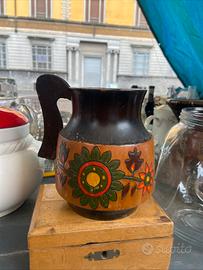 Brocca/Boccale Vintage in Legno Dipinto a Mano