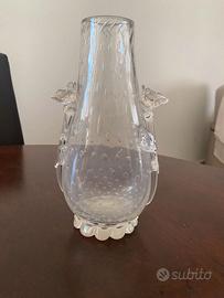 Vaso vintage in vetro artistico trasparente