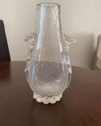 Vaso vintage in vetro artistico trasparente