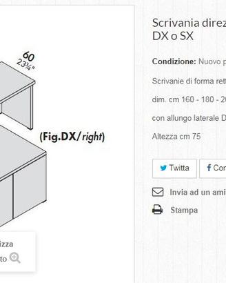 SCRIVANIA  Modello DELTA 200x90 + 100x60