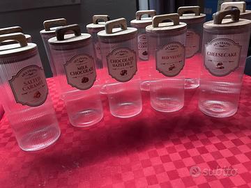 Set di barattoli 1,4L di vetro, coperchio in legno
