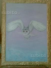 Quadro dipinto a mano civetta