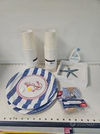 Set piatti e bicchieri tema mare