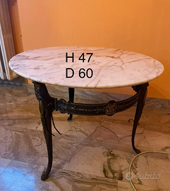 TAVOLINO da Tè anni '60 in MARMO e OTTONE