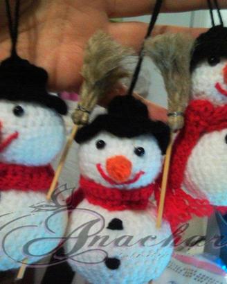 Addobbi Natale Pupazzo di Neve Amigurumi lana