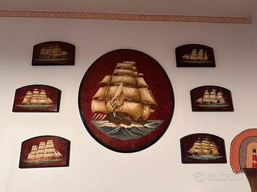 Set artistico nautico dipinto a mano R. Simonetto
