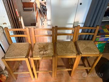 set di 4 sgabelli in legno