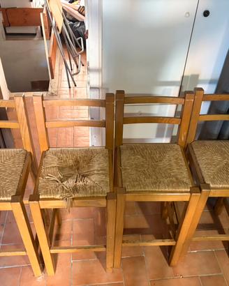set di 4 sgabelli in legno
