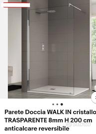 Parete doccia walk in cristallo trasparente 8mm