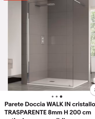Parete doccia walk in cristallo trasparente 8mm