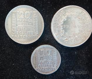 3 monete francesi in argento