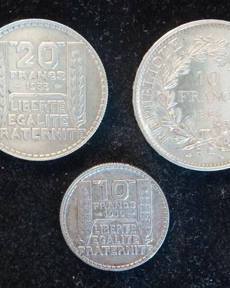3 monete francesi in argento