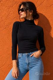 Dolcevita Nero Zara Donna XS 38 Slim Fit Maglia