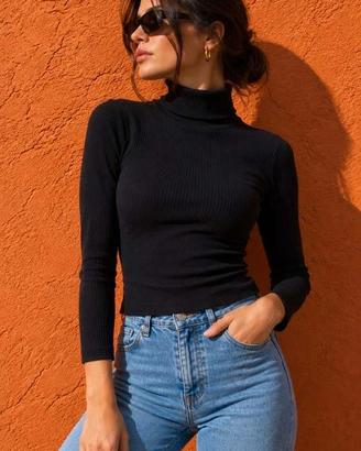 Dolcevita Nero Zara Donna XS 38 Slim Fit Maglia