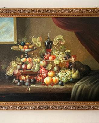 Quadro antico natura morta olio su tela S.Varani