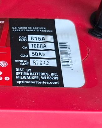Batterie AGM Optima della serie Red Top