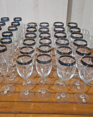 Servizio 38pz Cristallo - oro/blu CRISTALGIV Nuovo