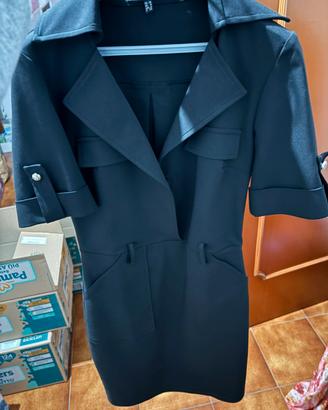 Tubino nero donna con cintura e tasche