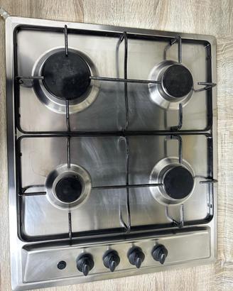 Piano cottura a gas 4 fuochi in acciaio inox