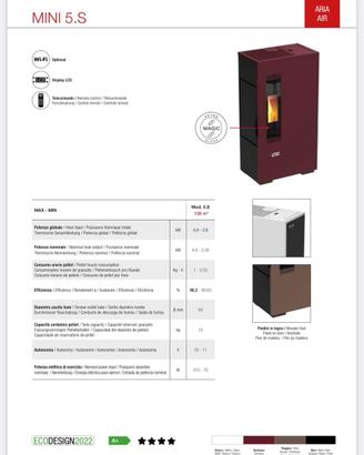 Stufa a pellet 4,9 kw colore Bianco