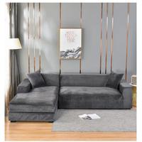 Copridivano grigio 2 pezzi per divano con penisola