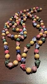 Collana lunga anni 2000 multicolor con perline