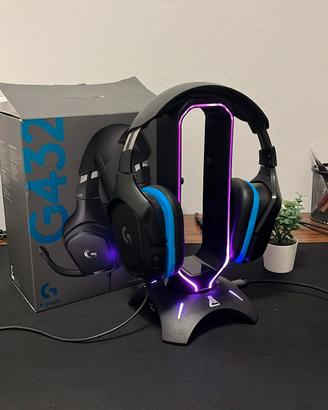 Cuffie Gaming Logitech G432 + Stand Led